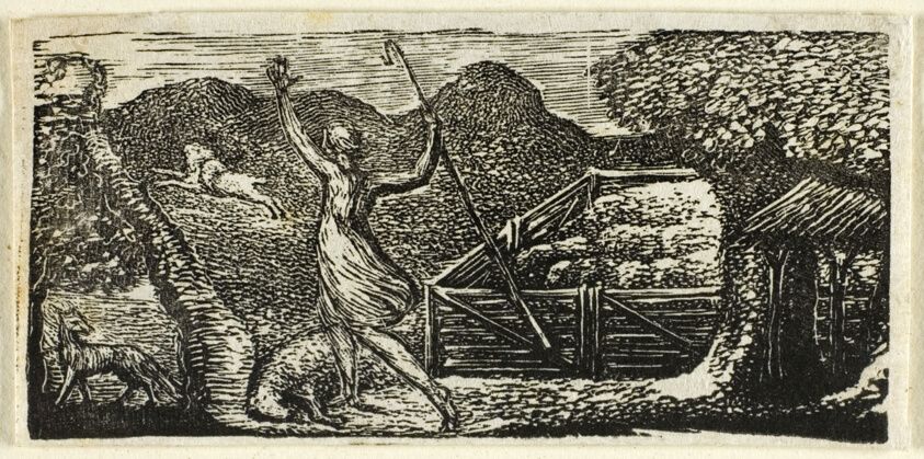 Shepherd Chases Away Wolf, from The Pastorals of Virgil by William Blake