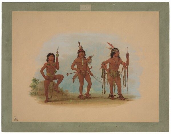 Lengua Medicine Man with Two Warriors by George Catlin