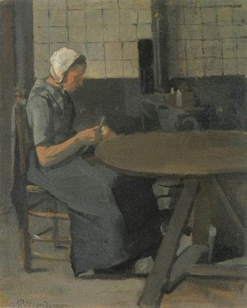 Woman with spindle by Piet Mondrian