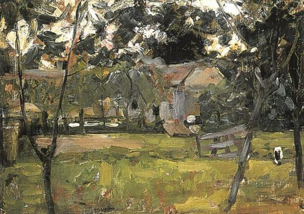 Farmyard in Het Gooi flanked by saplings by Piet Mondrian