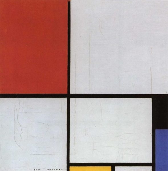 Composition with red, black, blue, and yellow by Piet Mondrian